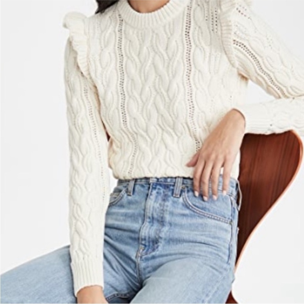 FRAME Sofia Ruffle Sweater, cream size xs